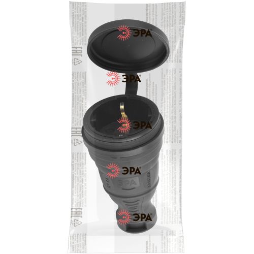 Разъем прямой 16А IP44 с заземл. каучук. черн. R8-B-IP44 Эра Б0044541