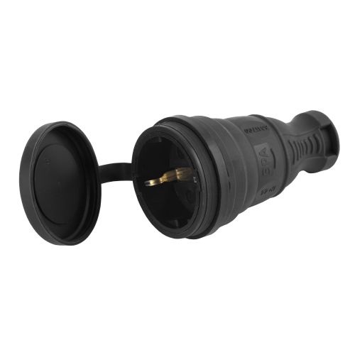Разъем прямой 16А IP44 с заземл. каучук. черн. R8-B-IP44 Эра Б0044541