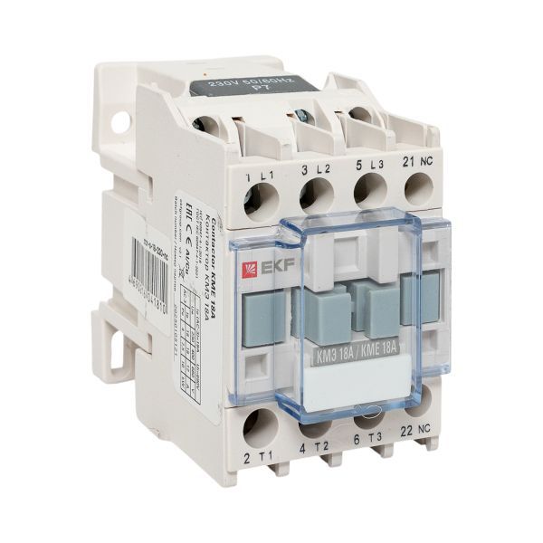 Контактор КМЭ-1 18А кат. 230В AC 1НЗ EKF ctr-s-18-220-nc