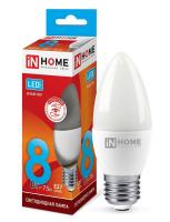 Лампа светодиодная LED-СВЕЧА-VC 8Вт свеча 4000К нейтр. бел. E27 760лм 230В IN HOME 4690612020457
