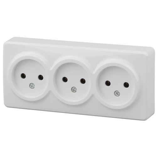 Розетка 3-м ОП Эра Эксперт 11-2207-01 16А IP20 250В 3х2P бел. Эра Б0020697