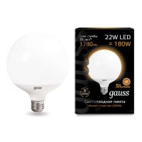 Лампа светодиодная Black 22Вт G125 шар 3000К тепл. бел. E27 1800лм GAUSS 105102122