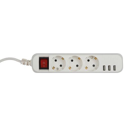 Удлинитель 3х3м с заземл. +3xUSBA 10А с выкл. U-3es-3m-USB Эра Б0052901