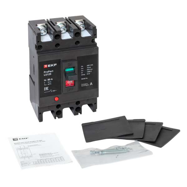 Выключатель автоматический 3п 80А 18кА LS125 ProPact EKF mccb-125-18-3-80-ls