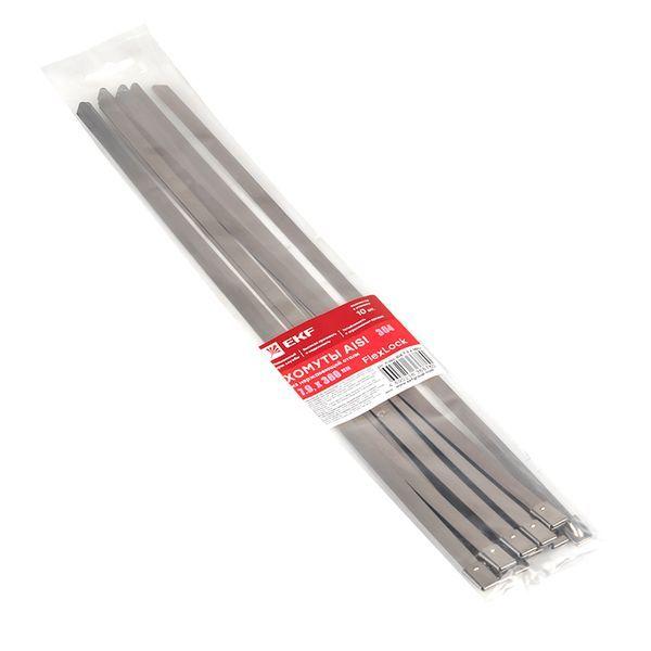 Хомут AISI 304 7.9х360 нерж. сталь FlexLock (уп.10шт) PROxima EKF plc-fl-tss-304-7.9x360-r