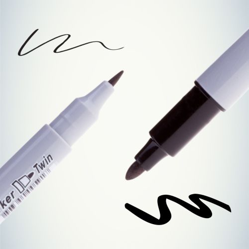 Маркер перманентный двухсторон. "Multi Marker Twin" 2мм/1мм пулевидный черн. 095143 Crown Б0048242