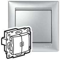 Выключатель 2-кл. СП Valena 10А IP31 с подсветкой механизм алюм. (DIY-упак.) IEK 694344
