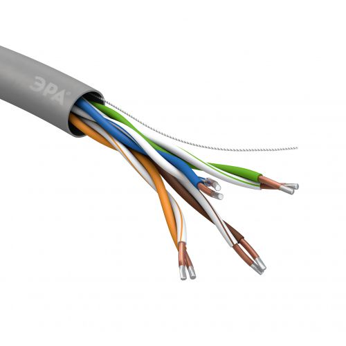 Кабель витая пара U/UTP кат.5E 4х2х24AWG solid CCA PVC Simple сер. (м) UL-4-PVC-A Эра Б0044434
