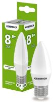 Лампа светодиодная C35 8Вт свеча 4000К E27 230В GENERICA LL-C35-08-230-40-E27-G