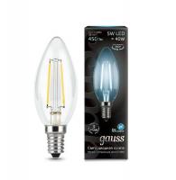 Лампа светодиодная филаментная Black Filament 5Вт свеча 4100К нейтр. бел. E14 450лм GAUSS 103801205