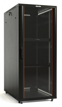 Шкаф напольный TTB-4268-AS 19дюйм 42U 2055х600х800мм передн. стеклян. дверь со стальными перфорир. боковинами; задн. дверь сплошная ручка с замком крыша нового типа RAL 9004 черн. Hyperline 392682