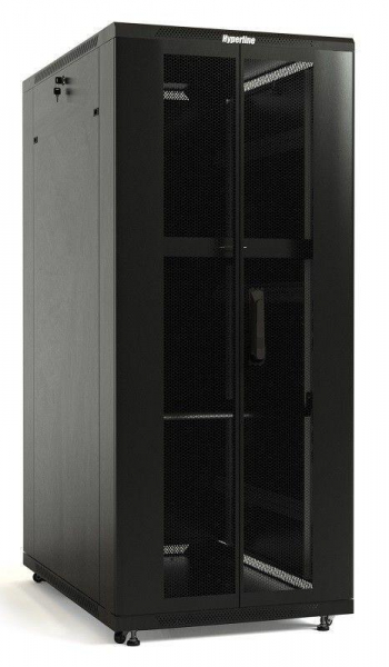 Шкаф напольный TTB-4261-DD-RAL9004 19дюйм 42U 2055х600х1000 передн. и задн. перфорир. двери 75% ручка с замком крыша нового типа разобран. RAL 9004 черн. Hyperline 392681