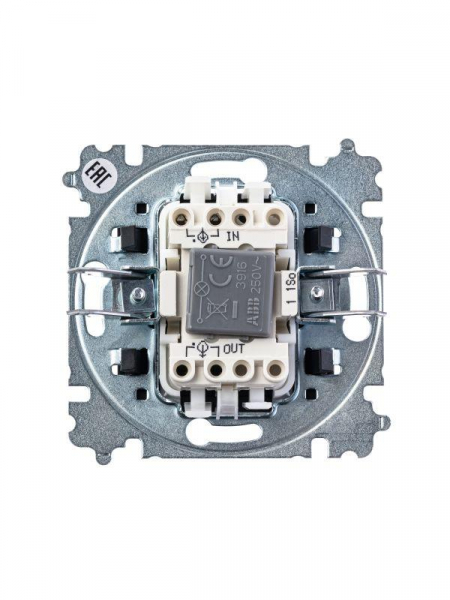 Выключатель 1-кл. СП Levit IP20 с подсветкой бел./дым. черн. ABB 2CHH590146A6062