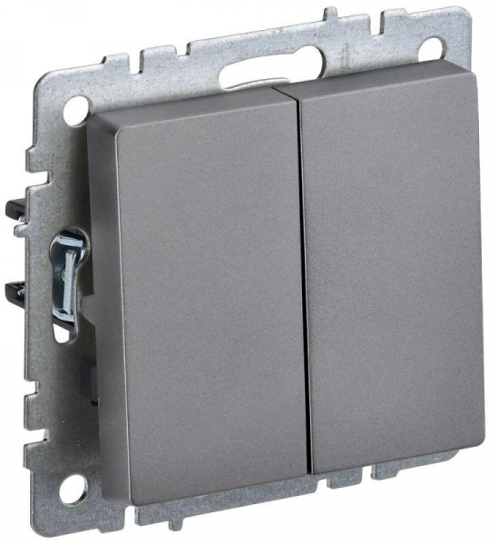 Выключатель 2-кл. СП BRITE ВС10-2-0-БрС 10А механизм сталь IEK BR-V20-0-10-K46