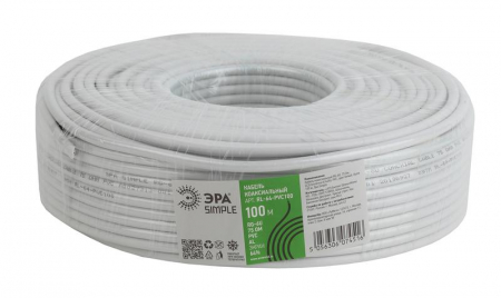 Кабель коаксиальный RG-6U CCS/оплетка Al 64проц. PVC Simple 75Ом бел. (м) Эра Б0044597