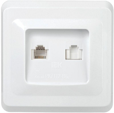 Розетка компьютерная + телефонная 2-м СП Вега РК/Т12-ВБ RJ45 + RJ11 бел. GENERICA EIV20-K01-DM