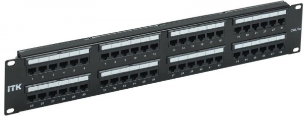 Патч-панель 2U кат.5E UTP 48 портов Dual IDC слайд лейбл ITK PP48-2UC5EU-D05L