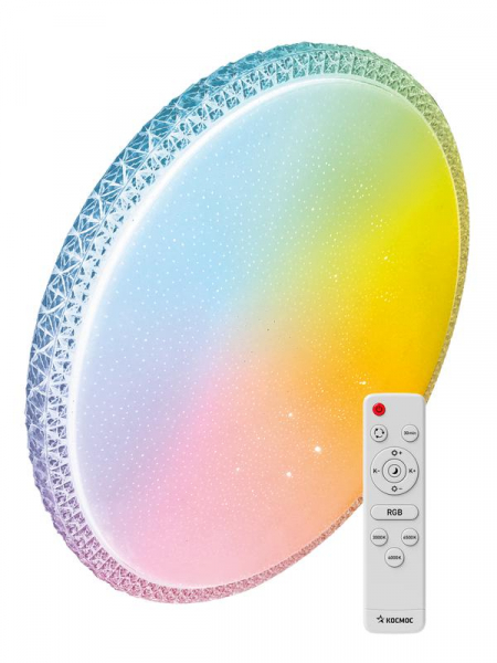 Светильник светодиодный PREMIUM MYSTERY RGB 75Вт 230В 3000-6500К 6000лм IP40 495х85мм настенно-потолочный управляемый с пультом ДУ с RGB подсветкой КОСМОС KSMystRGB75W