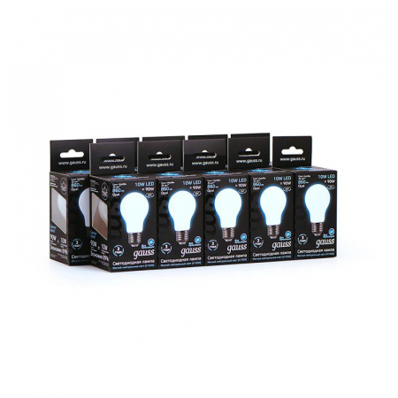 Лампа светодиодная филаментная Black Filament 10Вт A60 грушевидная матовая 4100К нейтр. бел. E27 860лм GAUSS 102202210