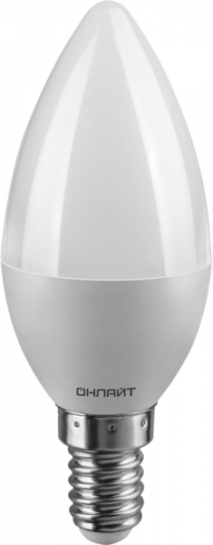 Лампа светодиодная 71 632 OLL-C37-8-230-2.7K-E14-FR 8Вт свеча 2700К тепл. бел. E14 800лм 176-264В ОНЛАЙТ 71632