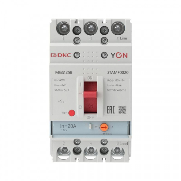 Выключатель автоматический MGS125 3P 16-20A 18kA YON MGS125B-3TAMF0020