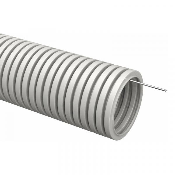 Труба гофрированная ПВХ d16мм с протяжкой сер. (уп.100м) TOKOV ELECTRIC TKE-TG/P-16-C06/100
