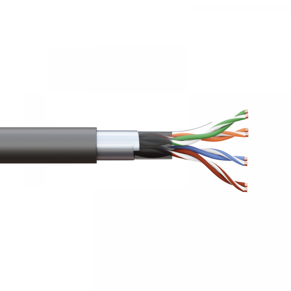 Кабель витая пара F/UTP кат.5E 4 пары solid внешн. LDPE черн. TERACOM EKF TRC-5EFTP-04PE-BK-OUT3