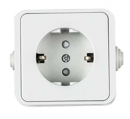 Розетка 1-м AQUA 3113 защ. шторки с заземл. п/герм. бел. ASD / IN HOME 4690612003450
