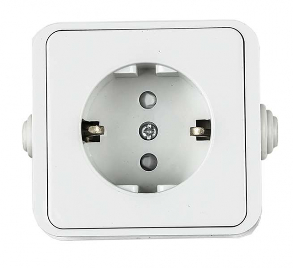 Розетка 1-м AQUA 3113 защ. шторки с заземл. п/герм. бел. ASD / IN HOME 4690612003450