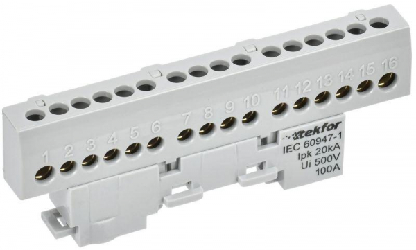 Шина L "фаза" изол. на универс. держ. 6х9-16-Ср TEKFOR IEK TF-NN10-16-KL-K03