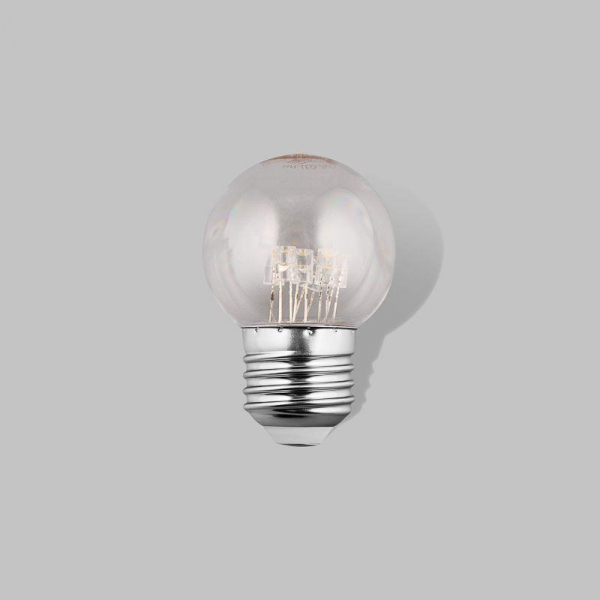 Лампа светодиодная 2Вт шар d45 6LED прозрачная тепл. бел. E27 эффект лампы накаливания Neon-Night 405-126