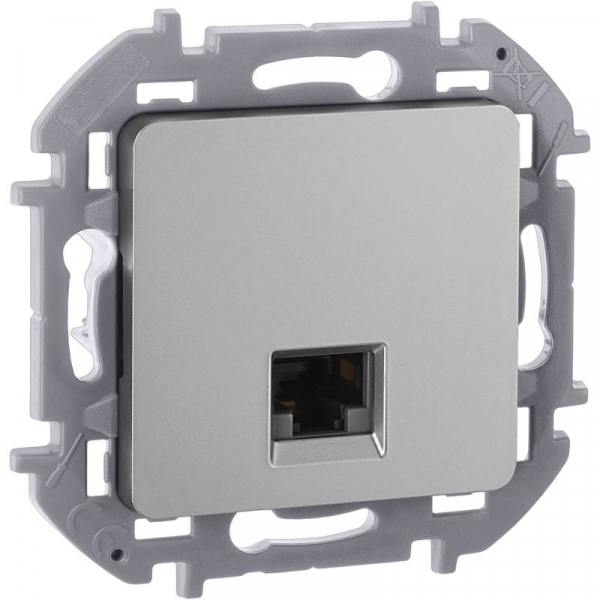 Розетка компьютерная СП Inspiria RJ45 кат.5E UTP IP20 алюм. IEK 673827