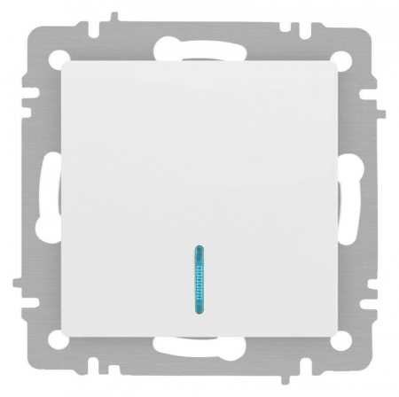 Выключатель 1-кл. СП Accent 6-102-01М 10А IP20 250В с подсветкой AL/CU бел. матов. Intro Б0063466
