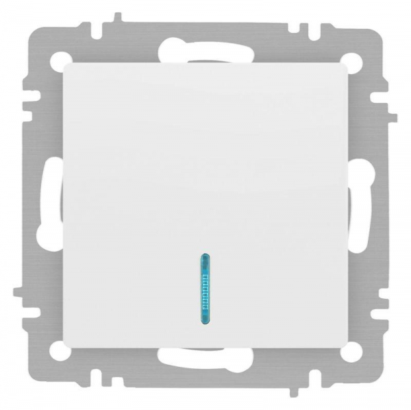 Выключатель 1-кл. СП Accent 6-102-01М 10А IP20 250В с подсветкой AL/CU бел. матов. Intro Б0063466