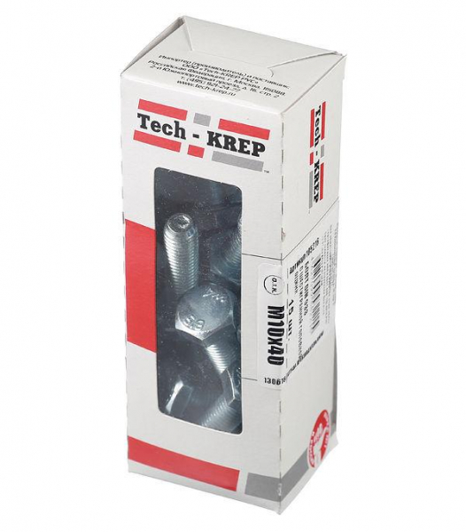 Болт с шестигранной головкой М10х40 DIN 933 оцинк. (уп.15шт) Tech-Krep/Zitar 105216