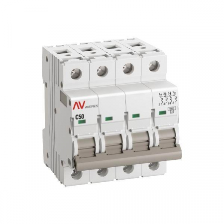 Выключатель автоматический модульный 4п C 50А 6кА AV-6 AVERES EKF mcb6-4-50C-av