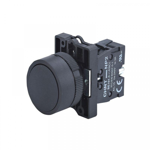 Кнопка управления NP2-EA22 без подсветки 1НЗ IP40 (R) черн. CHINT 574624