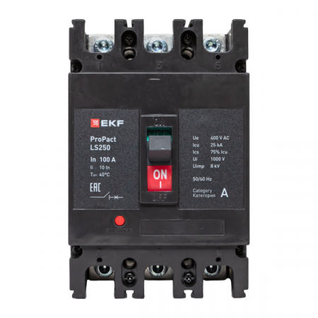 Выключатель автоматический 3п 100А 25кА LS250 ProPact EKF mccb-250-25-3-100-ls