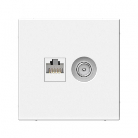 Розетка компьютерная + телевизионная 2-м СП ArtGallery RJ45 кат.5E + TV механизм бел. SE GAL000189