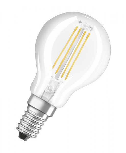 Лампа светодиодная филаментная LED STAR CLASSIC P 40 4W/827 4Вт шар 2700К тепл. бел. E14 470лм 220-240В прозр. стекло OSRAM 4058075068377
