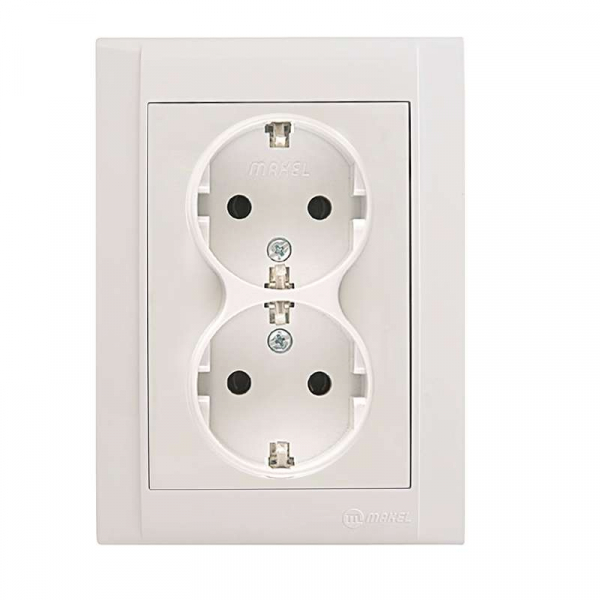 Розетка 2-м СП Defne 16А IP20 с заземл. бел. Makel 42001057