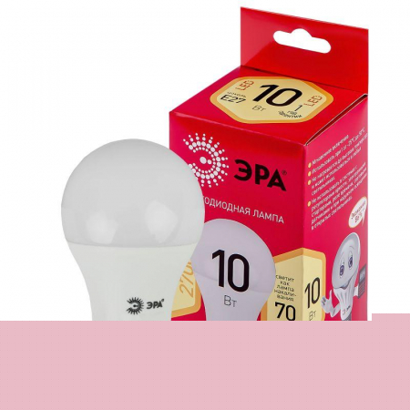 Лампа светодиодная RED LINE LED A60-10W-827-E27 R 10Вт A60 груша 2700К тепл. бел. E27 Эра Б0049634