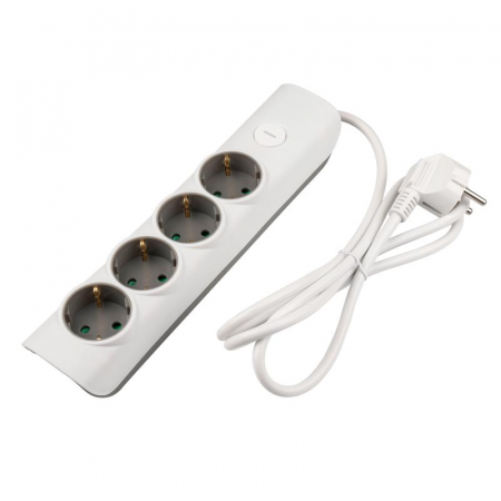 Удлинитель 4х1.4м с заземл. с выкл. бел. ET-04-140W JAZZway 5051799