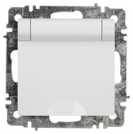 Розетка 1-м СП Accent 6-203-01 16А IP20 250В 2P+E Schuko с крышкой AL/CU бел. Intro Б0063709