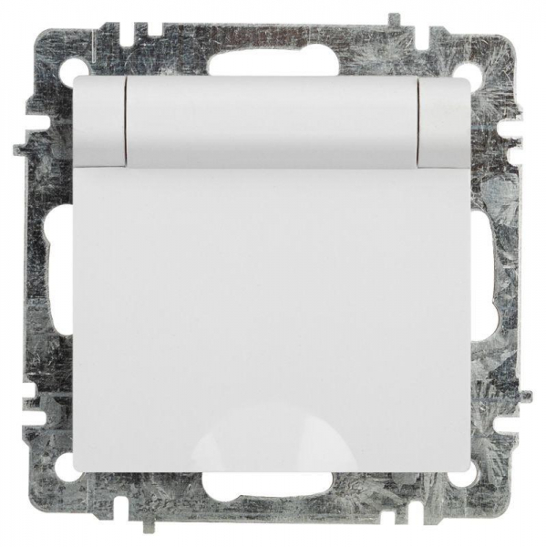 Розетка 1-м СП Accent 6-203-01 16А IP20 250В 2P+E Schuko с крышкой AL/CU бел. Intro Б0063709