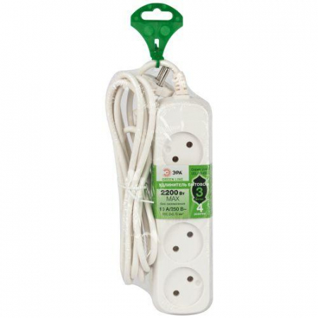 Удлинитель 4х3м без заземл. ПВС 2х0.75 UDL-10-430 Greenline Эра Б0065050