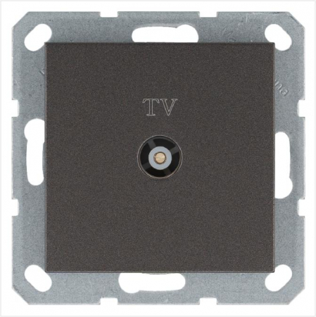 Розетка телевизионная оконечная TV Ф9.5мм механизм мокко Jasmart G6001Z