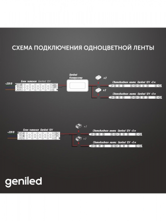 Светодиодная лента Geniled GL-120SMD2835 12В 12Вт/м 8x2000 Red IP33
