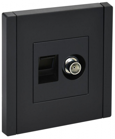 Розетка 2-м TV+RJ45 кат.5E FORTE&PIANO FP136 черн. IEK FP-AK20-1-K02