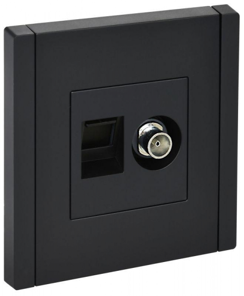 Розетка 2-м TV+RJ45 кат.5E FORTE&PIANO FP136 черн. IEK FP-AK20-1-K02